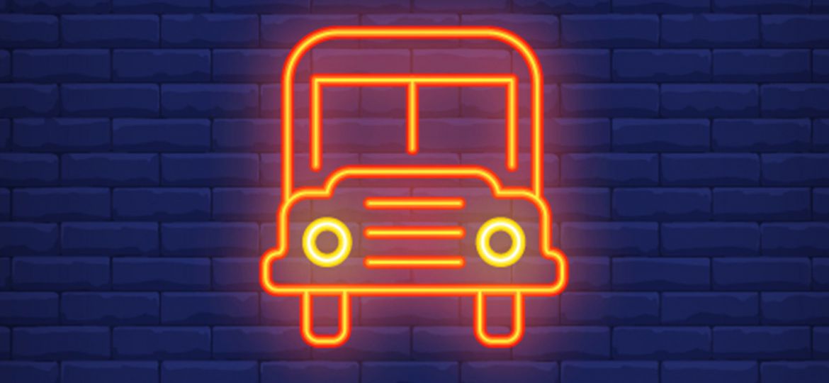 School bus neon sign