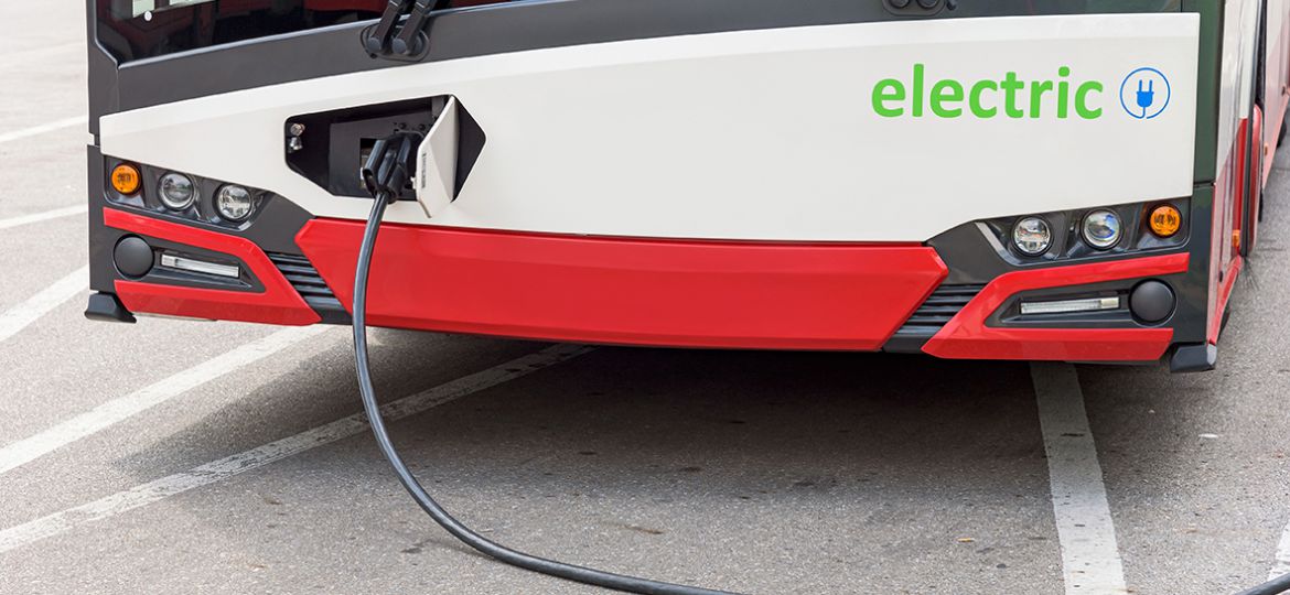 Electric bus at the charging station