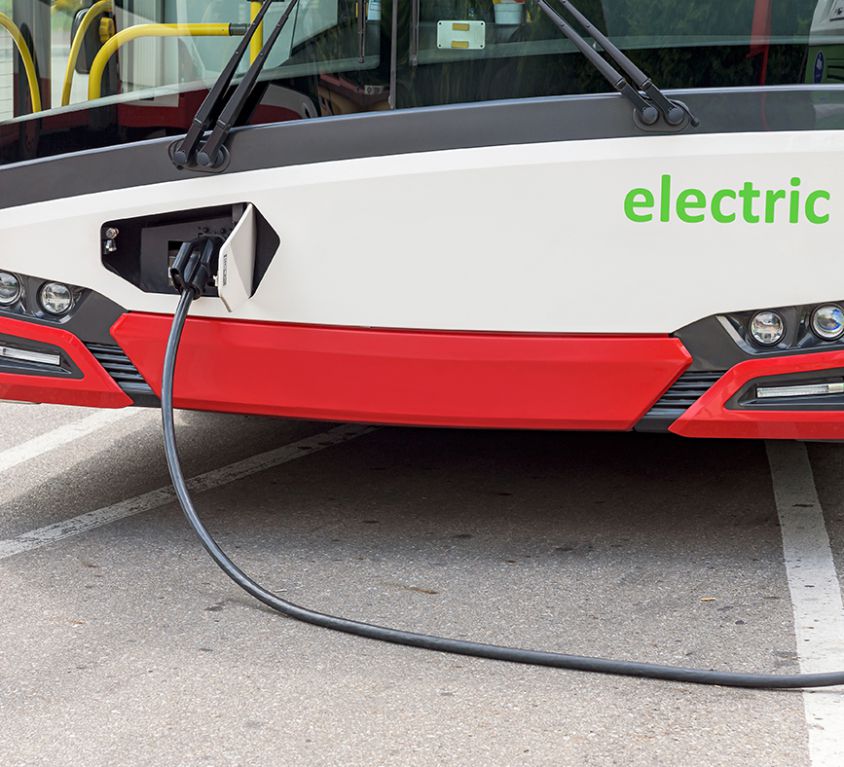 Electric bus at the charging station
